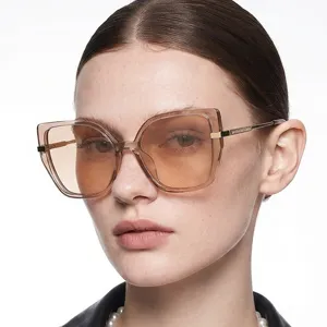 Große Cat Eye Sonnenbrille Damen Vintage Retro Quadratische Rahmen UV Schutz Brille