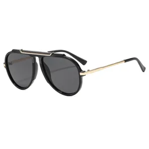 Stylische große Piloten-Sonnenbrille für Damen und Herren modische schwarze Metall Brille