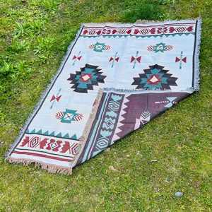 Knitted ethnic pattern throw blanket sofa cover multi-functional home textile for room