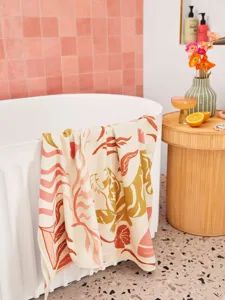 Microfiber printed beach towel quick drying bath towel with abstract botanical pattern design