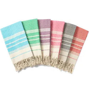 Turks ruitpatroon geweven strandhanddoek jacquard deken met franjes in meerdere kleuren.