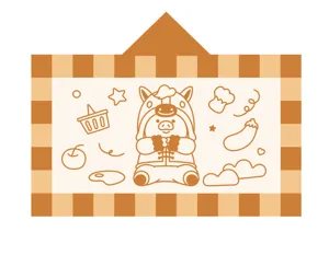 Detailed close-up view of the cute cartoon animal illustration design for custom throw blanket.