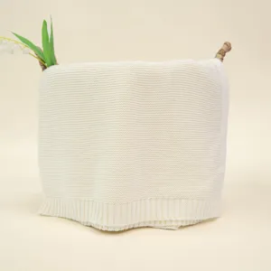 Soft knitted baby blanket cream color cozy throw blanket for sofa autumn winter warm home use