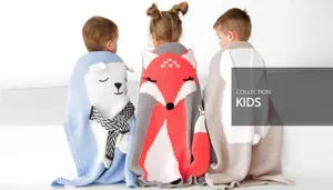 Kinder handgestrickte Cartoon Tier Decke schicke Wolldecke fuer Kinderzimmer Deko warm