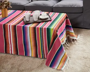 Mexican style striped blanket, perfect for beach, picnic, table runner or home decor use.