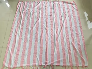 Turkish striped beach towel pure cotton large bath towel with tassels detail view