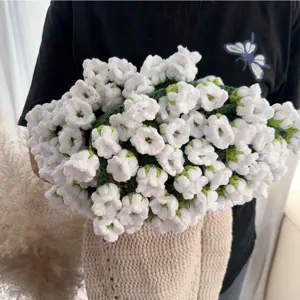 Handmade crochet lily of the valley flower bouquet acrylic yarn finished gift blanket.