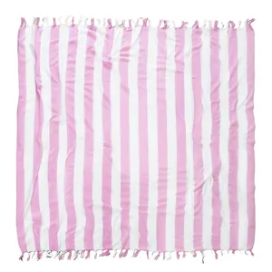 Pink white striped Turkish beach towel with tassels pure cotton large bath towel for summer.