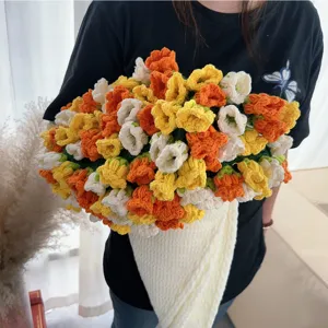 Handmade crochet flower blanket acrylic 3D lily of the valley floral throw cozy home decor.