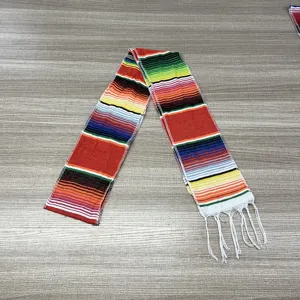 Mexican style striped table runner colorful woven serape blanket for party picnic decor home