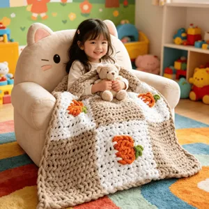 Plaid tricoté épais fait main couverture chenille canapé avec joli motif citrouille.