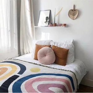 Nordic Ins Style Knitted Blanket Colorful Geometric Pattern Throw Blanket For Sofa Bed Office Living Room Home Decor