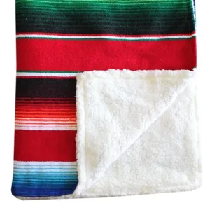 Mexican Serape Baby Blanket Rainbow Stripe Sherpa Fleece Reversible Toddler Nap Blanket Main