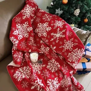 Christmas Knitted Jacquard Blanket Soft Warm Throw Blanket For Sofa Bed Nordic Style Snowflake Pattern Holiday Gift Decor