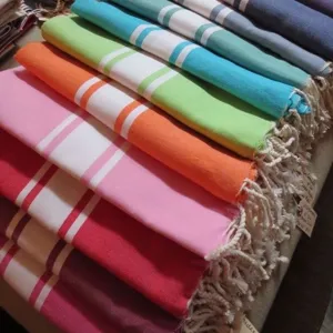 Toalla de Playa Turca Toalla de Baño A Rayas con Flecos Poliéster Algodón Secado Rápido Absorbente Ligera para Baño Playa Vacaciones