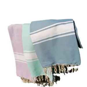 Conjunto de toalla de playa turca con rayas de colores y flechos, suave baño poliéster algodón.