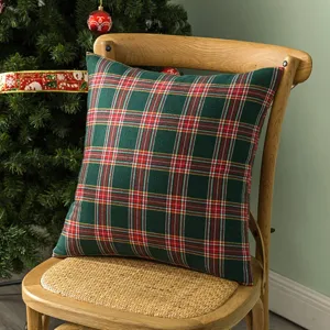 Weihnachten gruen Karo Kissenbezug, dekorativer quadratischer Kissenbezug fuer Sofa