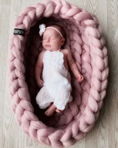 Grobes Strick Neugeborenes Baby Korb Fotografie Requisite rosa Garn Nest für Kinder