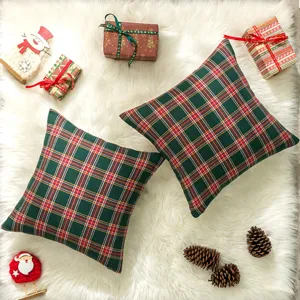 Grüner Karomuster Kissenbezug, klassischer Tartan Kissenhülle für Sofa Heimdekoration.