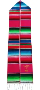 Étole de remise de diplômes mexicaine rayée brodée écharpe foulard de graduation 2021