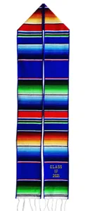 Détail en gros plan de l'étole de remise des diplômes serape mexicain avec bandes tissées.