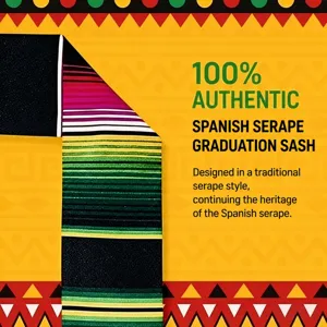 Écharpe de remise de diplôme rayée mexicaine traditionnelle pour cérémonie de fin.