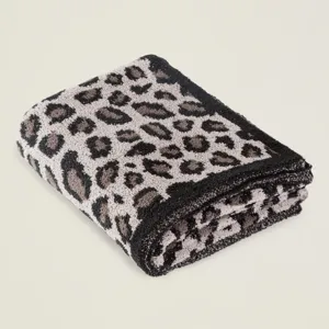 Coperta in maglia con stampa leopardato morbido plaid jacquard soffice vista dettaglio