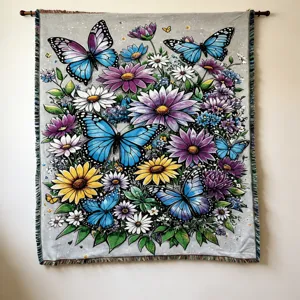 Woven Jacquard Blanket Monarch Butterfly Tapestry Sofa Cover Bed Throw Multipurpose Home Decor Textile