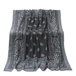 Coperta jacquard tessuta in nero grigio con motivo cachemire, plaid per divano.