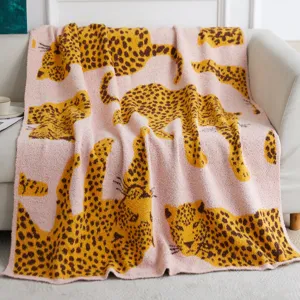 Knitted Jacquard Throw Blanket Soft Cozy Fleece Smiley Floral Blanket For Sofa Living Room Bedding Home Decor Gift