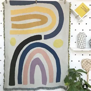 Nordic abstract geometric knitted throw blanket sofa blanket tapestries home decor