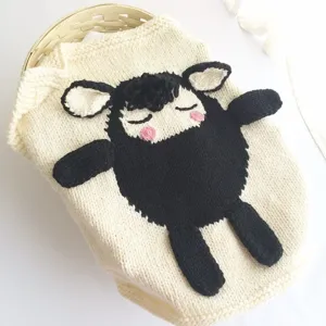 Handgemachte 3D Cartoon schwarzes Schaf Strickdecke kuschelige Baby Woll Wohndecke