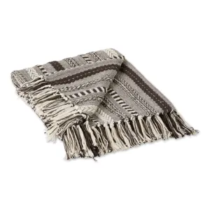 Plaid de canapé tissé en jacquard avec franges, couverture décorative en coton pour salon.