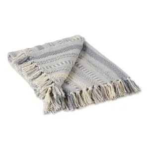Plaid de canapé tissé jacquard à franges avec motifs ethniques, détail en coton confortable.