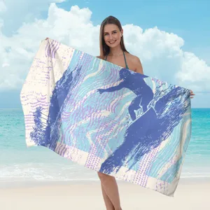 Telo mare in microfibra con stampa surf asciugamano da bagno ad asciugatura rapida estate.