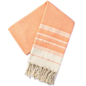 Gedetailleerd overzicht van de geweven jacquard Turkse handdoek met geometrische ruitpatronen.