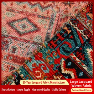 Thick Poly-Cotton Yarn-Dyed Jacquard Fabric Ethnic Style Geometric Pattern For Winter Coat Skirt Bag Sofa