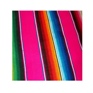 Mexican rainbow striped blanket fabric bohemian style colorful cotton DIY party textile main