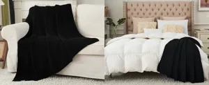 Zwarte gebreide plaid voor bank en bed, gezellige acryl decoratieve deken voor de woonkamer gezellig.