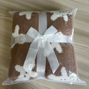 Cozy brown white coral fleece blanket soft warm plush throw for sofa bed office home decor new