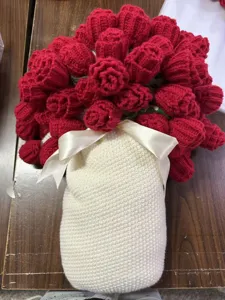 Crochet rose bouquet blanket, creative handmade kids nap air conditioning blanket for gift.