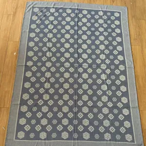 Blue floral pattern summer cooling air conditioning blanket soft breathable textile indoor use