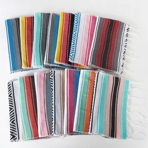 Colorato runner da tavola a righe messicane coperta tessuta frangia decorazione per feste