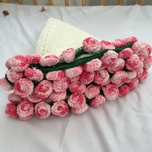 Handmade crochet rose blanket children nap air conditioning blanket flower bouquet gift