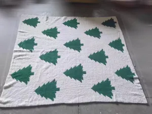 Christmas tree patterned plush knit throw blanket for cozy holiday home decoration gift