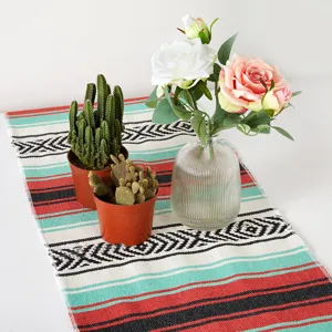 Runner da tavola messicano tessuto geometrico tribale colorato strisce tovaglia arredamento