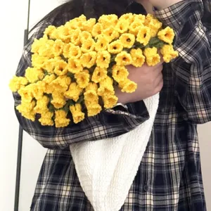 Handcrafted crochet yellow flower bouquet handmade knitted gift home decor cozy aesthetic item