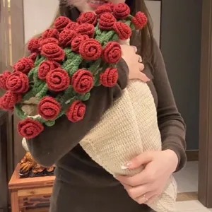 Handmade crochet rose bouquet blanket detail, cozy nap air conditioning blanket gift for her.