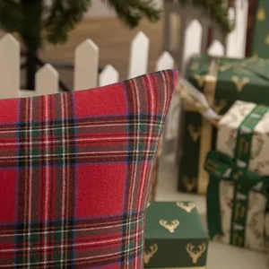 Weihnachten rot karo kissenbezug dekorativ quadratisch weich festlich heimtextilien dekoration