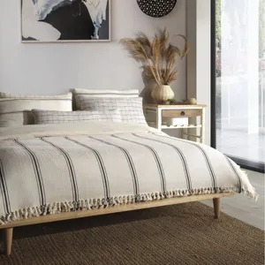 Woven Cotton Throw Blanket With Tassels Striped And Plaid Soft Cozy Warm Decorative Blanket For Sofa Bed Living Room Home